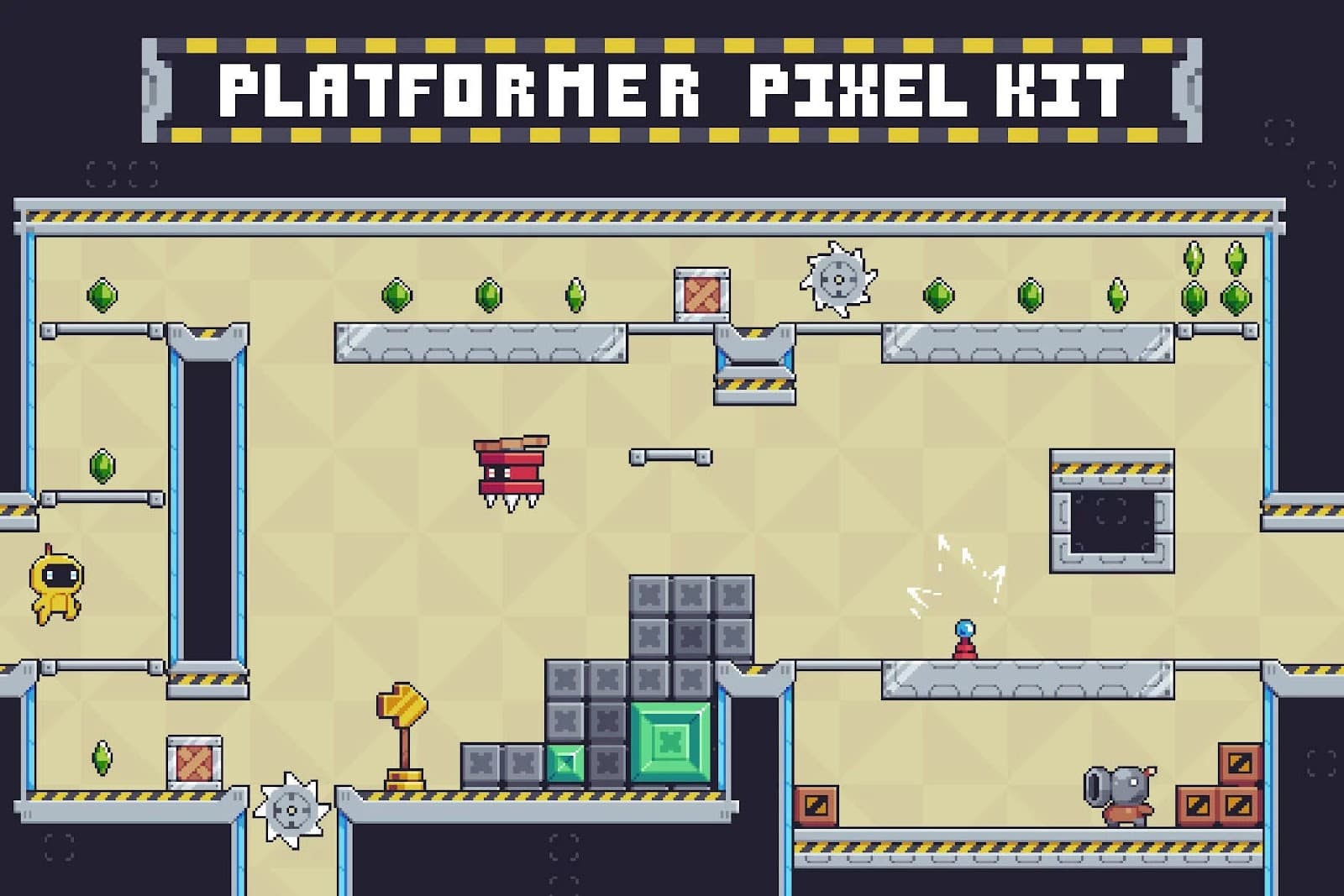 free simple platformer game kit pixel art