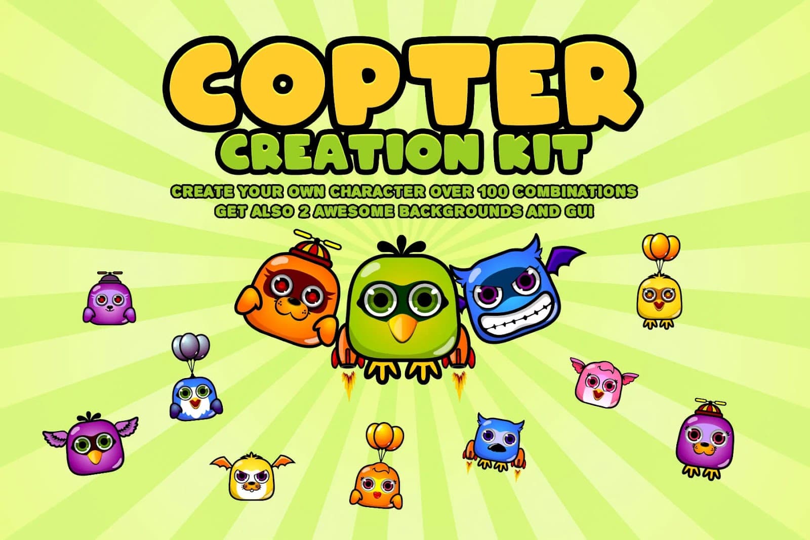 cartoon copter game asset mini kit